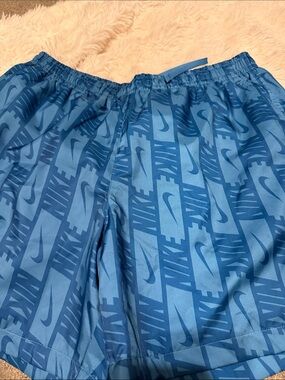 Nike Blue All-Over Logo Athletic Shorts